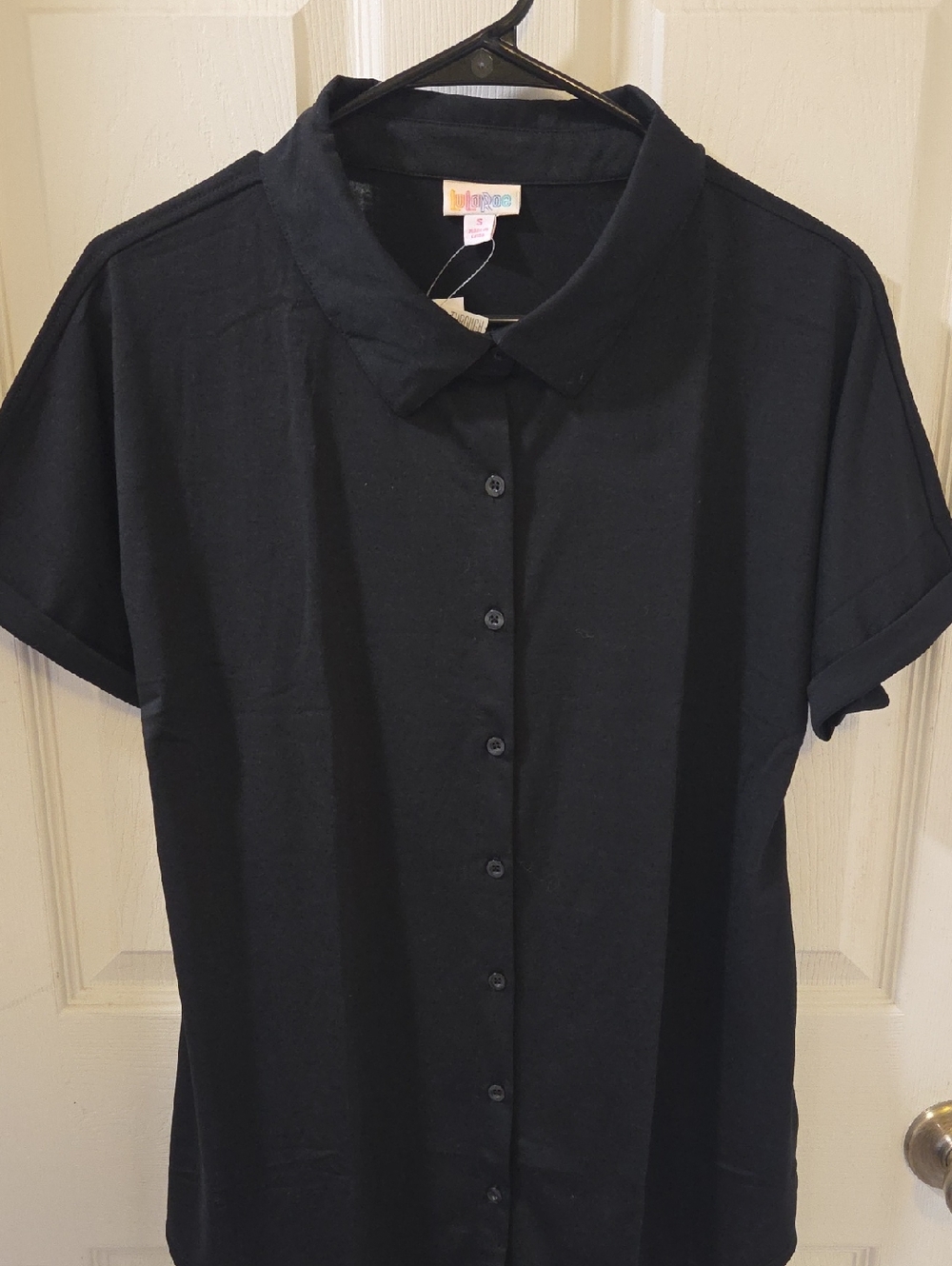 LuLaRoe Black Button Down Short Sleeve Shirt
